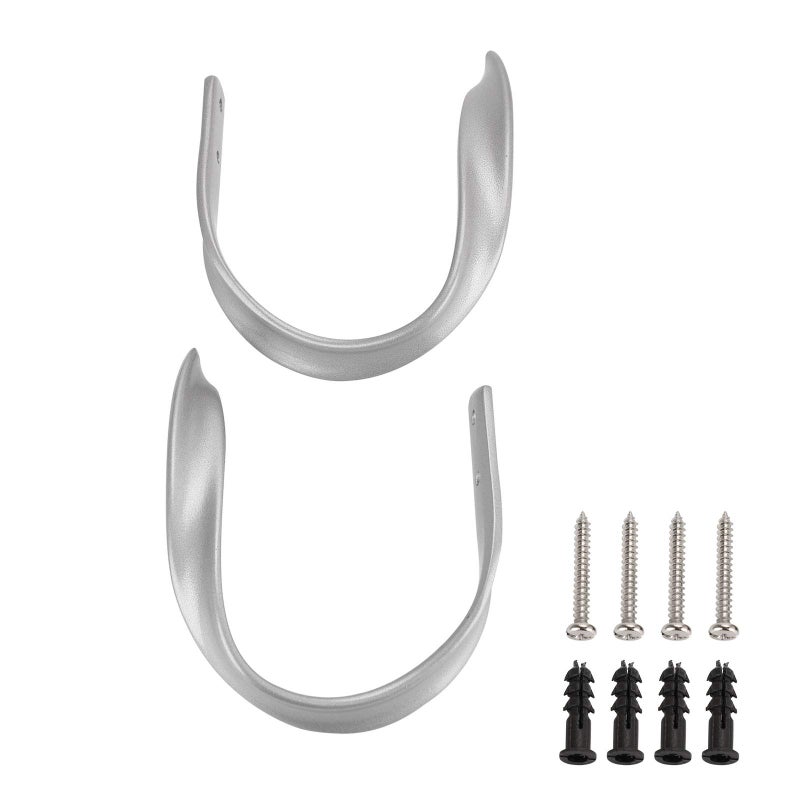 Sumnacon سمنكون 2 قطع من حوامل الستائر من سبائك الألمنيوم مثبتة على الحائط مع براغي حوامل ستائر ثقيلة للديكور المنزلي فضي