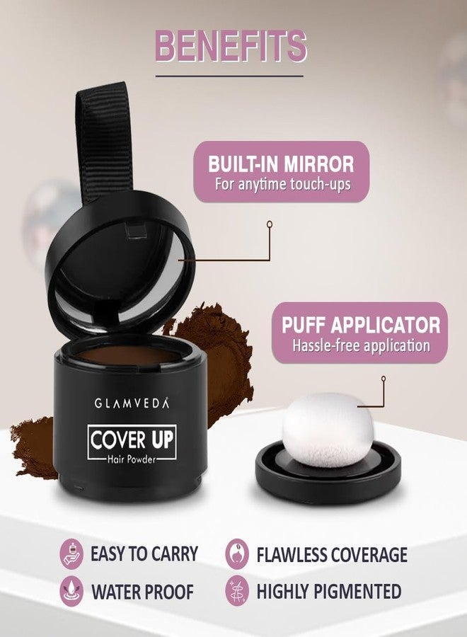 Glamveda Cover-Up Hair Powder - Brown | Instantly Covers Grey Roots & Bald Spots | Hair Filler | Highly Pigmented, Fuller & Denser Look | Long-Lasting | Matte Finish | Flawless Application | 4gm - Image 3