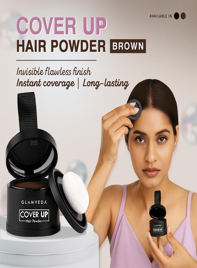 Glamveda Cover-Up Hair Powder - Brown | Instantly Covers Grey Roots & Bald Spots | Hair Filler | Highly Pigmented, Fuller & Denser Look | Long-Lasting | Matte Finish | Flawless Application | 4gm - Image 2