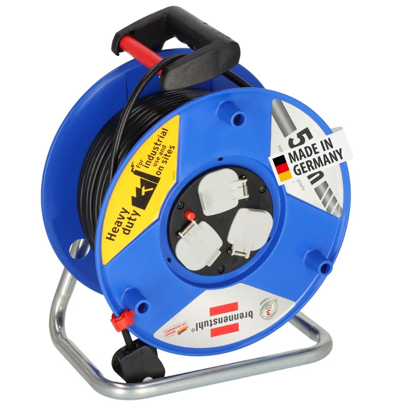Brennenstuhl Garant 50 m cable reel, 3-way BS, (with steel tube frame and ergonomic handle), Made in Germany