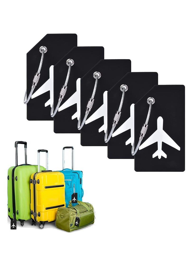 SYOSI Luggage Tag, With Name ID Card Quickly Spot Luggage Suitcase, Anti-lost Tag, Personality Tag 5 Pack Luggage Tags Bag Tag Stainless Steel Loop  - Image 1