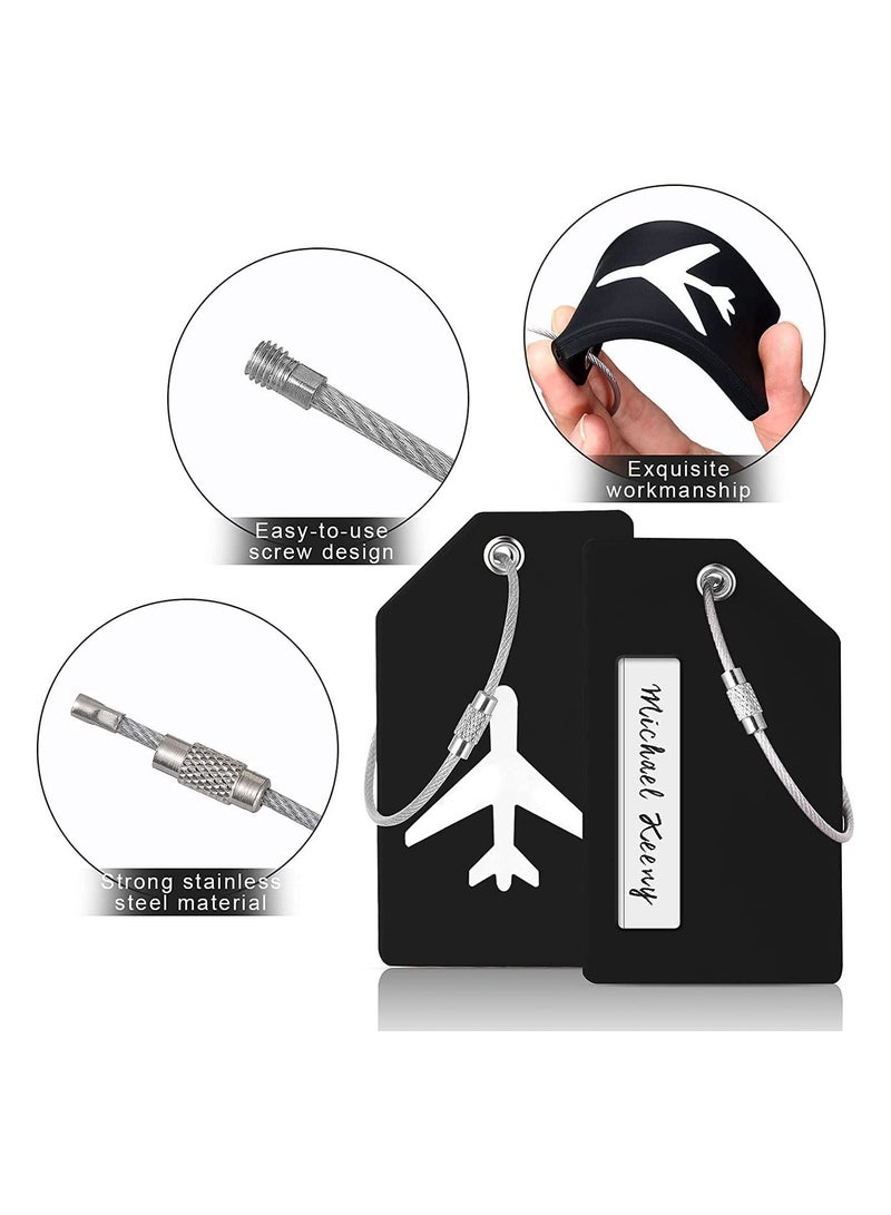 SYOSI Luggage Tag, With Name ID Card Quickly Spot Luggage Suitcase, Anti-lost Tag, Personality Tag 5 Pack Luggage Tags Bag Tag Stainless Steel Loop  - Image 3