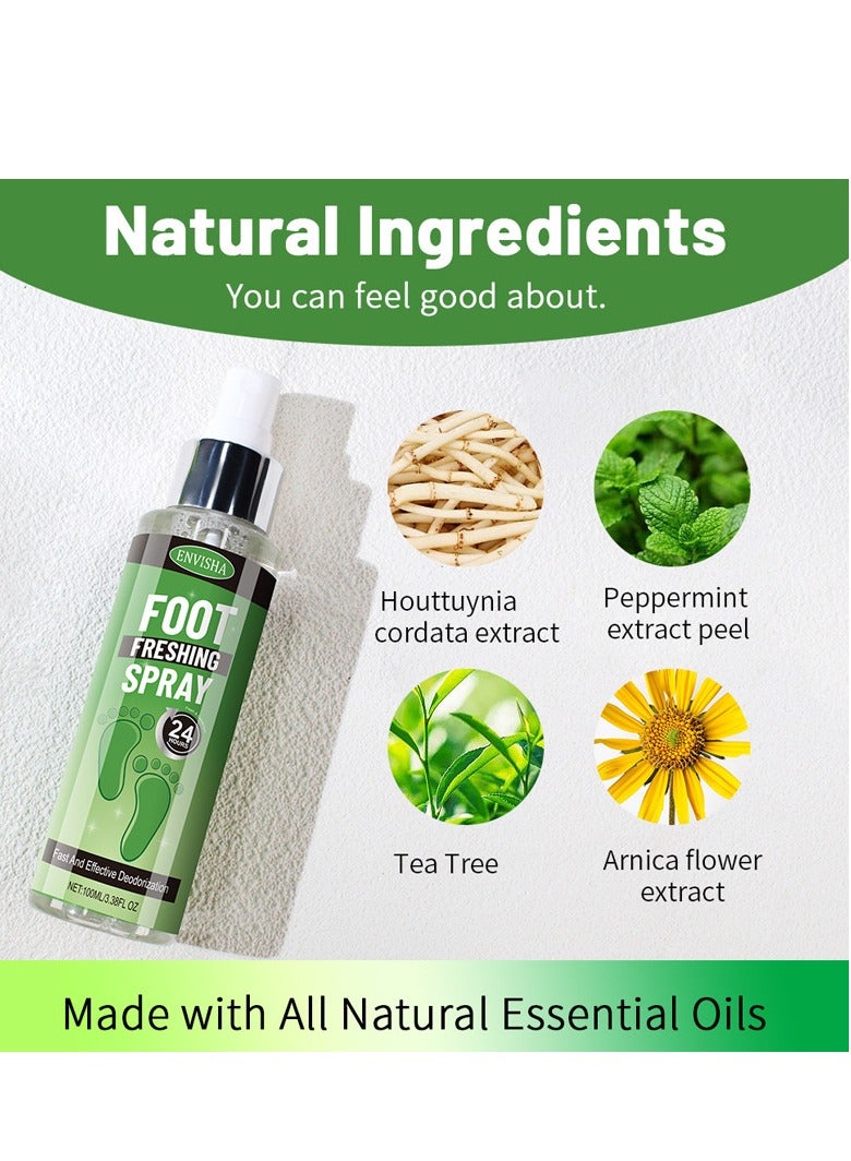 اينڤيشا Shoe Deodorizer Spray - Strong Odor Eliminator for Shoes - Natural Mint Freshener with Tea Tree Oil - Effective Solution for Smelly Sneakers - Image 4