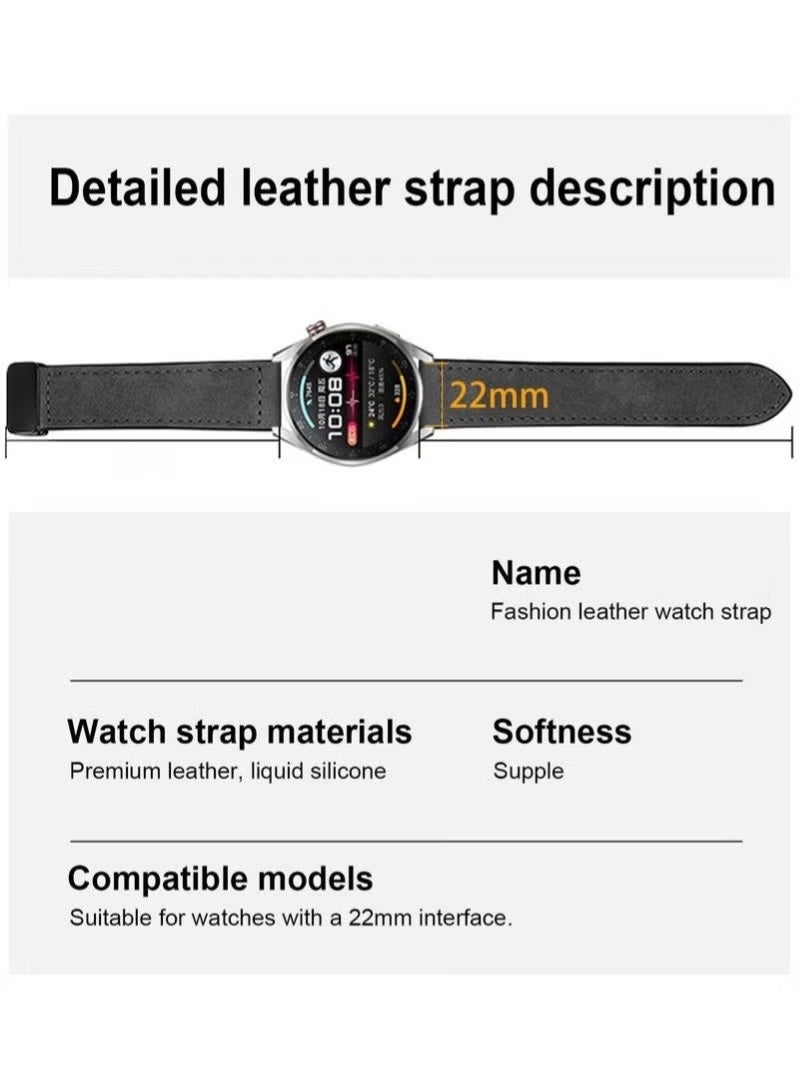 Magnetic Leather Band Compatible with Huawei Watch GT6/GT5/UItimate2/UItimate 46MM,Magnetic Buckle Replacement Leather Strap for GT4/GT4Pro/GT3/GT3Pro/GT2Pro/GT2 46mm Watch Band 22MM - Image 3
