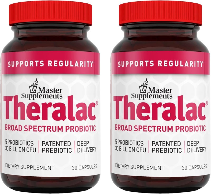 THERALAC Master Supplements Theralac  30 Capsules Pack of 2  MultiStrain Probiotic for Optimal Gut Health  Gas  Bloating Relief  Gluten Free  60 Servings - Image 1
