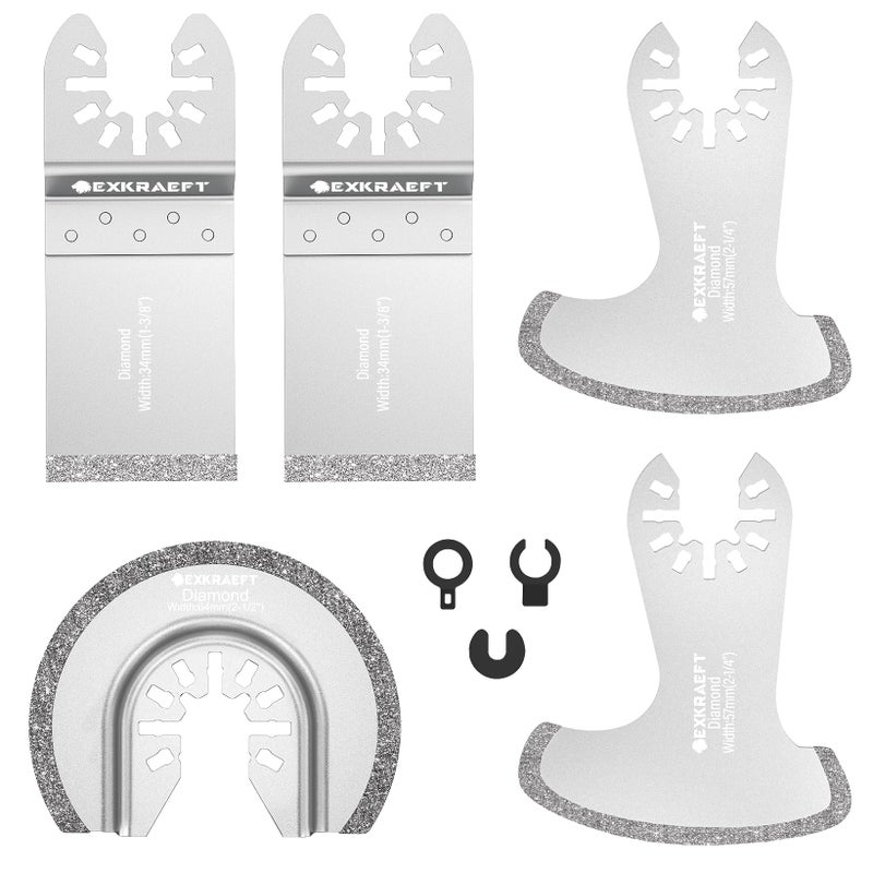 EXKRAEFT 5PCS Diamond Oscillating Multi Tool Blades for Grout Removal, Tile Mortar Concrete Masonry, Fits Milwaukee Ryobi Rockwell Fein - Image 1