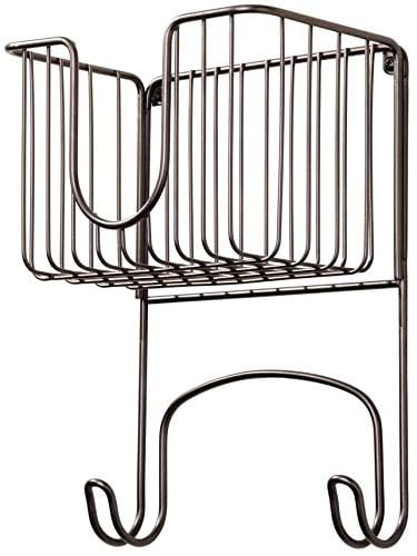 Indian Decor 38500 Wall Mount Metal Ironing Board Holder with Small Storage Basket Holds Iron Board Spray Bottles Starch Fabric Refresher for Laundry Rooms Black - Image 1