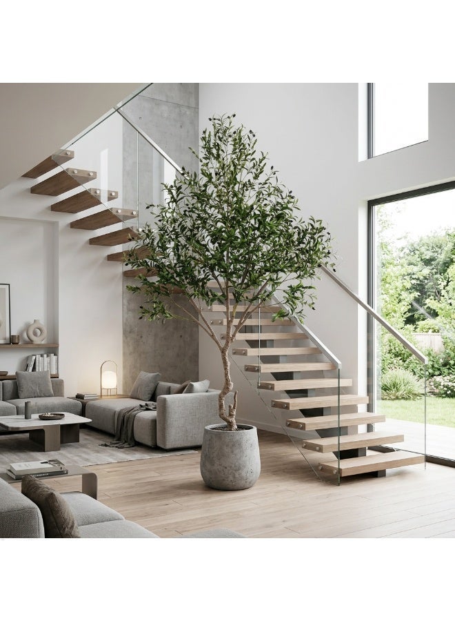 Sharpdo 240cm Tall Large Artificial Tree Olive Tree – Lifelike Faux Plant with Silk Leaves & Realistic Fruits, Modern Artificial Olive Tree Ideal for Living Room, Office, Hotel Lobby, Villa Entryway - Image 3