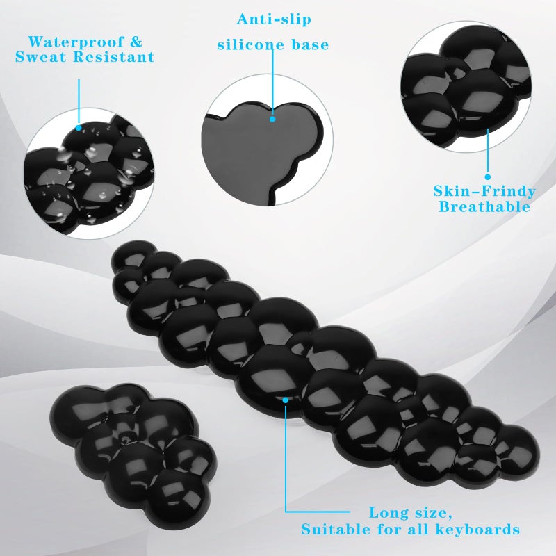 KEPUTAIER Gel Cloud Keyboard and Mouse Wrist Rest, Cute Wrist Support and Arm Support Keyboard Rest for Keyboard and Mouse Typing Pain Reliefï¼ŒSuitable for Office/Computer/Laptop/Gaming (Transparent Black) - Image 4