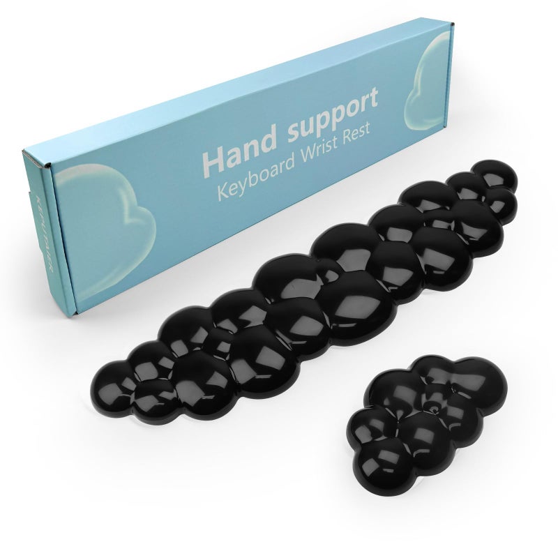 KEPUTAIER Gel Cloud Keyboard and Mouse Wrist Rest, Cute Wrist Support and Arm Support Keyboard Rest for Keyboard and Mouse Typing Pain Reliefï¼ŒSuitable for Office/Computer/Laptop/Gaming (Transparent Black) - Image 1