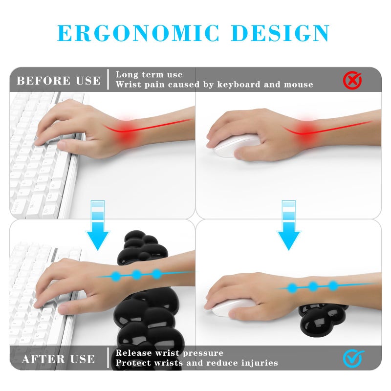 KEPUTAIER Gel Cloud Keyboard and Mouse Wrist Rest, Cute Wrist Support and Arm Support Keyboard Rest for Keyboard and Mouse Typing Pain Reliefï¼ŒSuitable for Office/Computer/Laptop/Gaming (Transparent Black) - Image 2