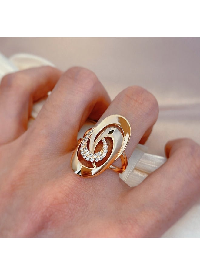 xozgdovg - European and American Fashion Geometric Design Natural Zircon 585 Ring - Image 1