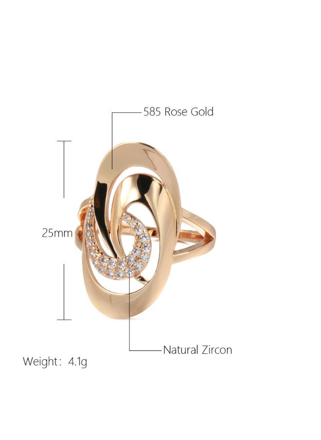 xozgdovg - European and American Fashion Geometric Design Natural Zircon 585 Ring - Image 1