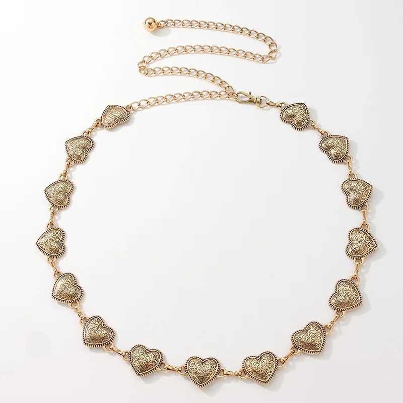 ذا بلاك بيرل اكسسوريز حزام معدن حريمي ذهبي شكل قلب - Image 1