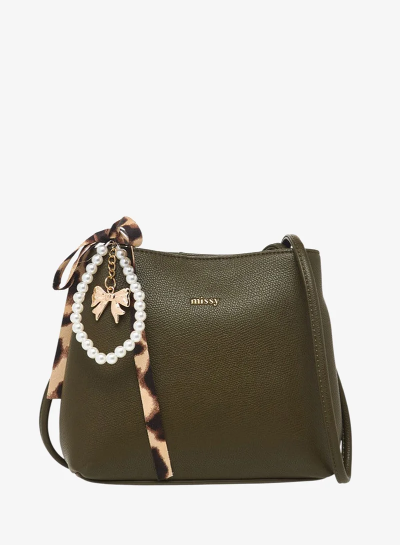 Charm Accent Crossbody Bag with Strap Handle