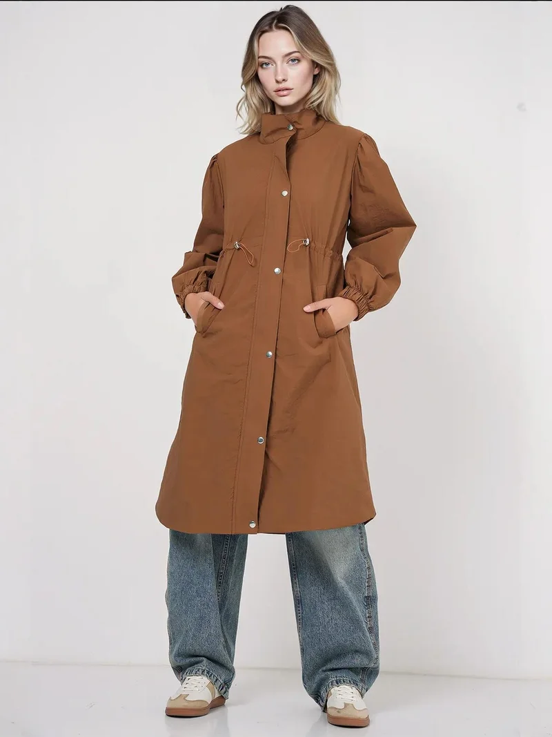 بيغ دارت معطف ترنش طويل مبطن بياقة مطوية