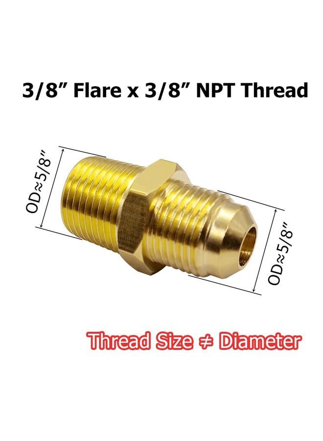 Hooshing 2PCS Brass Tube Fitting Half-Union 3/8 inch Flare x 3/8 inch Male NPT Pipe Adapter - Image 2