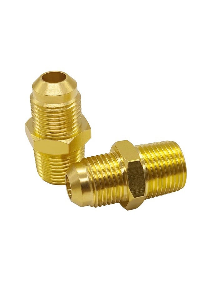 Hooshing 2PCS Brass Tube Fitting Half-Union 3/8 inch Flare x 3/8 inch Male NPT Pipe Adapter - Image 1