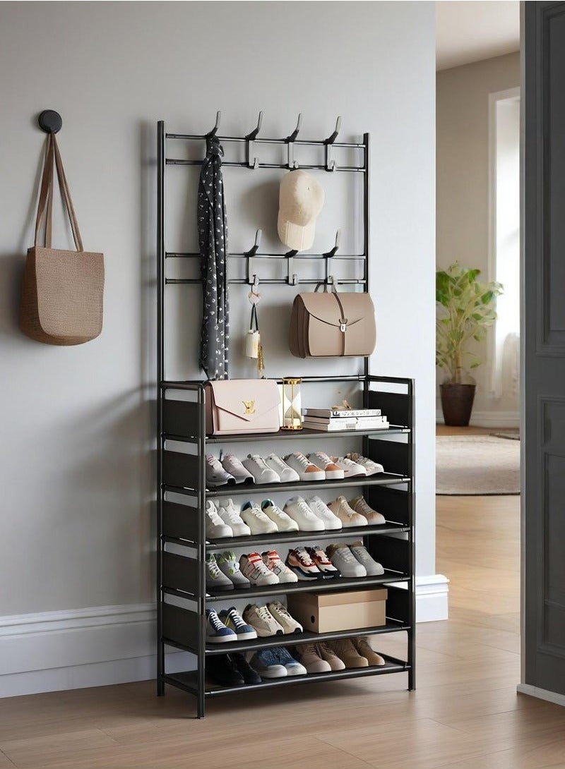 5-Tier Shoe Rack, Metal Coat and Shoe Racks,Shoe Storage Organizer,Metal Freestanding Shoe Rack Shoe Shelf for Living Room,Bedroom,Hallway - Image 1