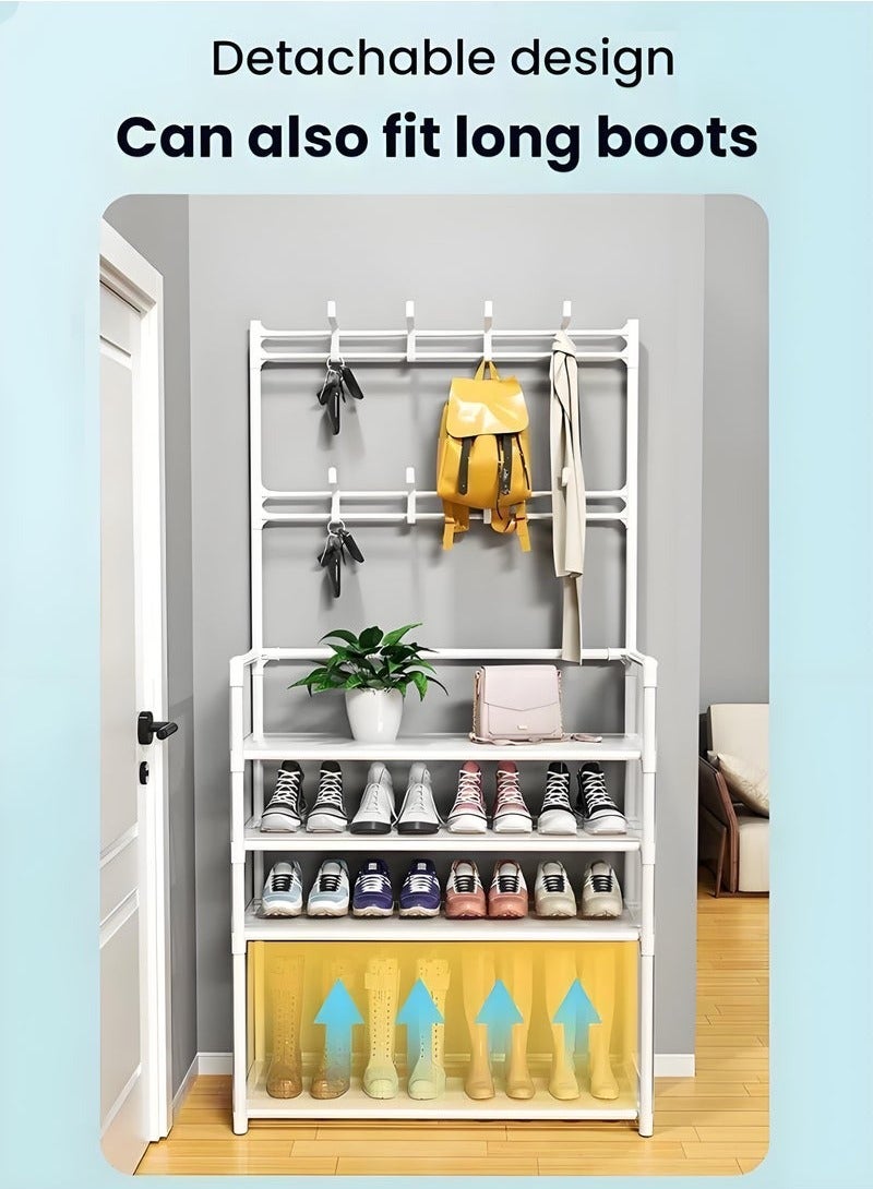 5-Tier Shoe Rack, Metal Coat and Shoe Racks,Shoe Storage Organizer,Metal Freestanding Shoe Rack Shoe Shelf for Living Room,Bedroom,Hallway - Image 3