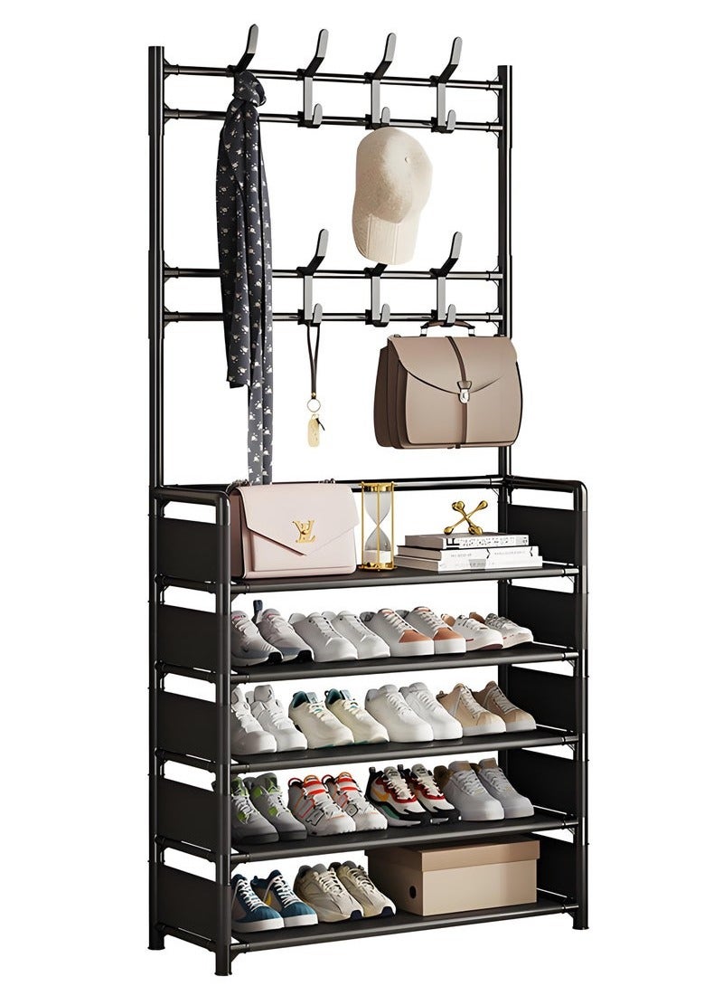 5-Tier Shoe Rack, Metal Coat and Shoe Racks,Shoe Storage Organizer,Metal Freestanding Shoe Rack Shoe Shelf for Living Room,Bedroom,Hallway - Image 4