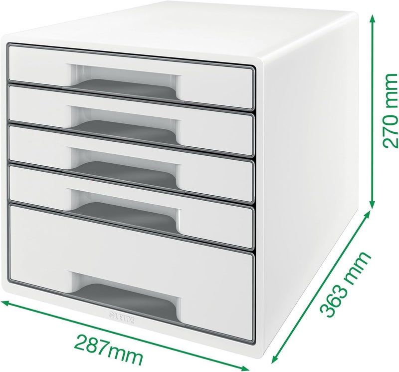 LEITZ CUBE drawer box with 4 drawers, white/grey, A4, with transparent drawer insert, WOW, 52142001 - Image 3