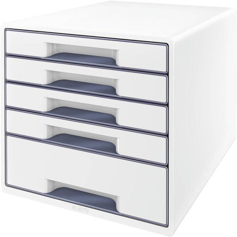 LEITZ CUBE drawer box with 4 drawers, white/grey, A4, with transparent drawer insert, WOW, 52142001 - Image 1