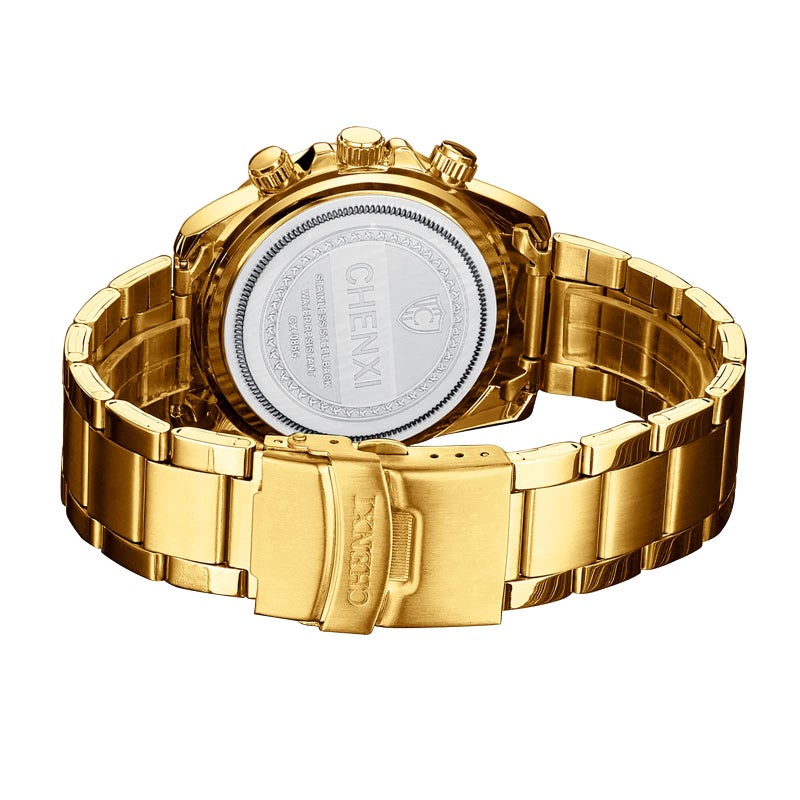 Chenxi DREAMING Q&P Gold Men's Luxury Gold Face Stainless Steel Classic Business Series Watch for Man - Image 4