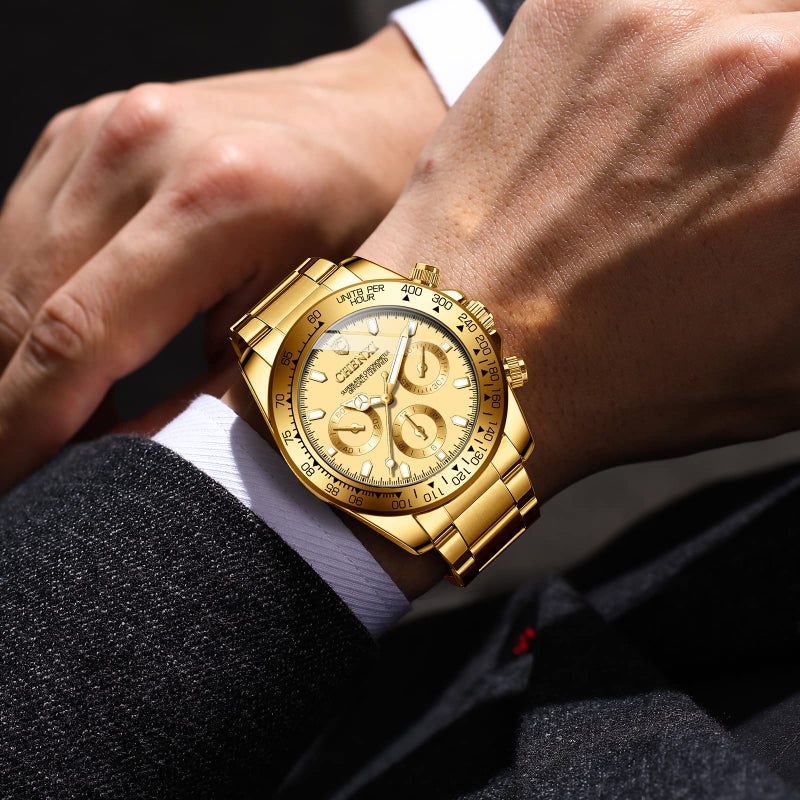 Chenxi DREAMING Q&P Gold Men's Luxury Gold Face Stainless Steel Classic Business Series Watch for Man - Image 5