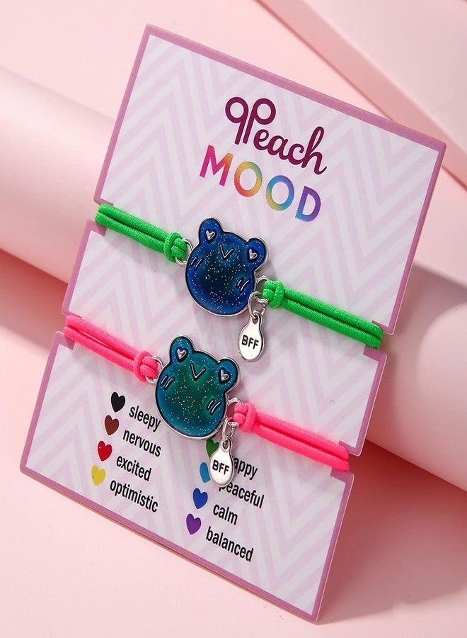 QRH Cute Cartoon Temperature Sensing Bracelet Emotion Feeling Mood Bracelet Cute Turtle Frog Dinosaur Evil Eyes Salamander Color Changing Mood Bracelets for Couples BFF Friendship Jewelry Gifts- Frog - Image 3