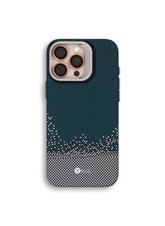 MagSafe carbon fiber protection case with camera stand for iPhone 16 Pro - Green dotted with white