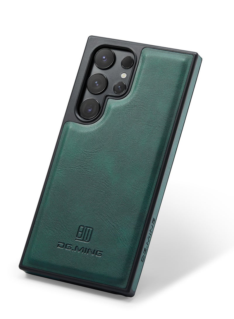 DGMING Case Cover Premium Leather Back with Logo CutOut Shockproof Compatible with Samsung Galaxy S24 Ultra (Green) - Image 1