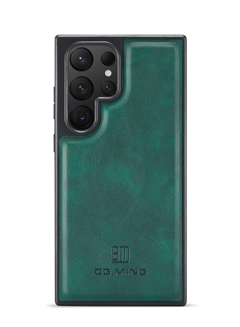 DGMING Case Cover Premium Leather Back with Logo CutOut Shockproof Compatible with Samsung Galaxy S24 Ultra (Green) - Image 2