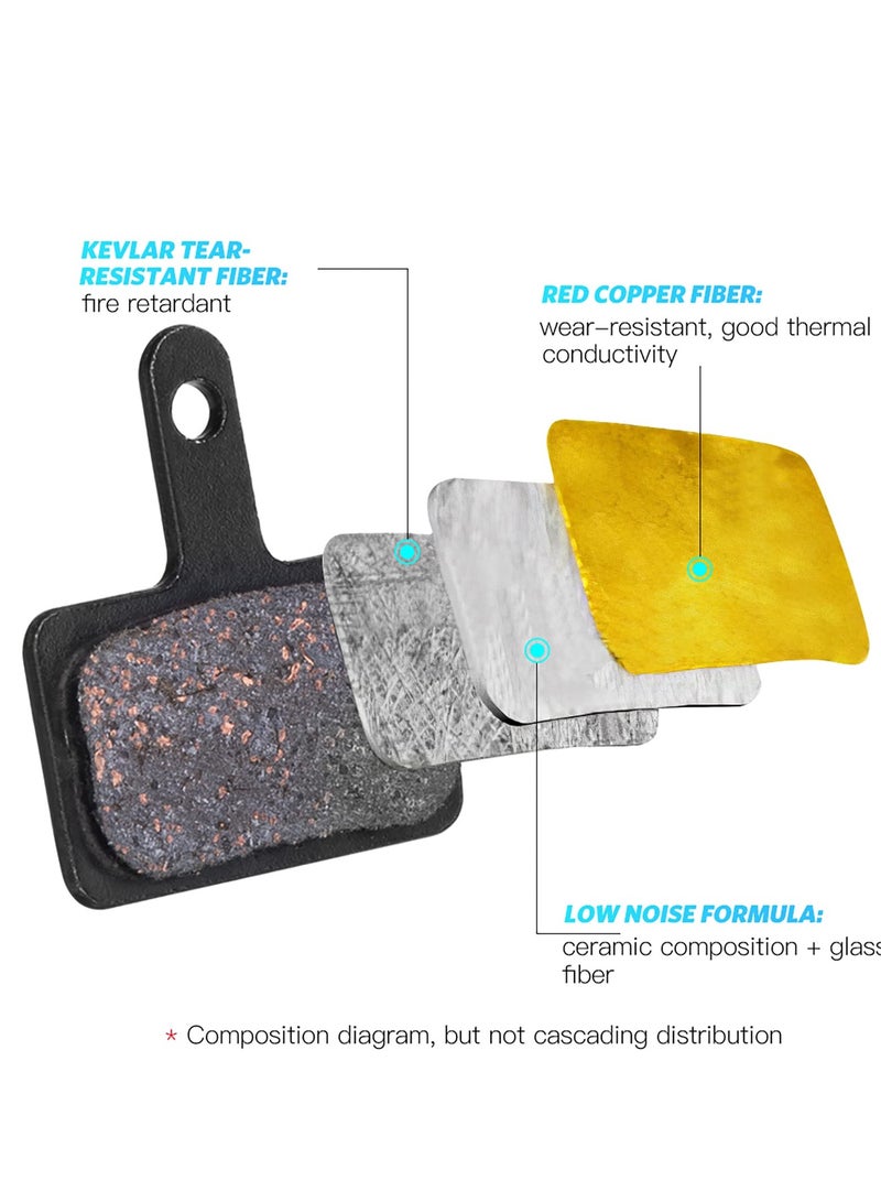 Barakah Bike Brake Pads, 4 Pairs Disc Brake Pads & Spring (Semi-Metallic), Compatible with TRP Tektro Shimano Deore Brakes, for Mountain Bike Disc Brakes - Image 3