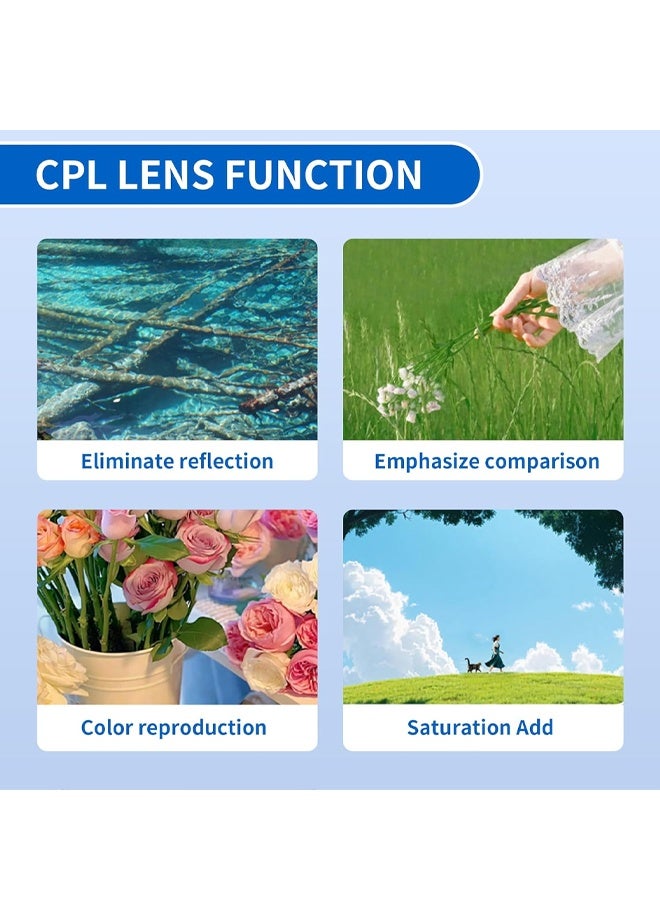 52mm CPL Phone Camera Lens Filter, Circular Polarizer Filter for Smartphone Outdoor Photography - Image 2