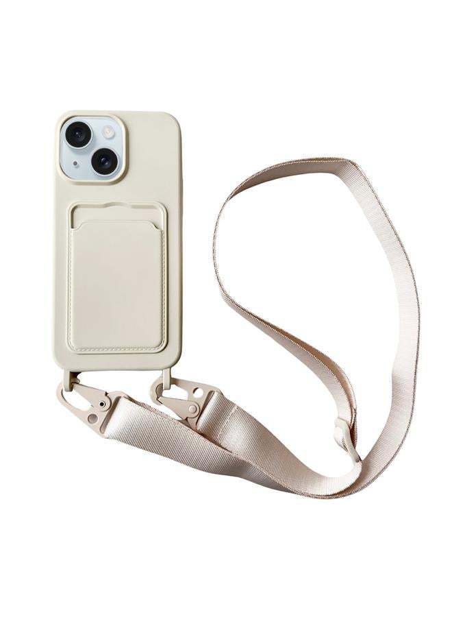 اس-توب جراب لهاتف iPhone 14 Plus مزود بفتحة للبطاقة من السيليكون السائل مع حبل - Image 1