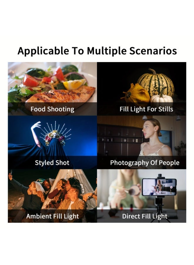 Full Color RGB Fill Light Vlog Camera Shooting Soft Light Beauty Light Strip LED Triple Color Temperature 3000-6500K Modes Outdoor Portable Cell Phone Selfie Photography Lighting Still Life Shooting Cold Shoe Mount And 1/4 Screw Hole Mounting - Image 5