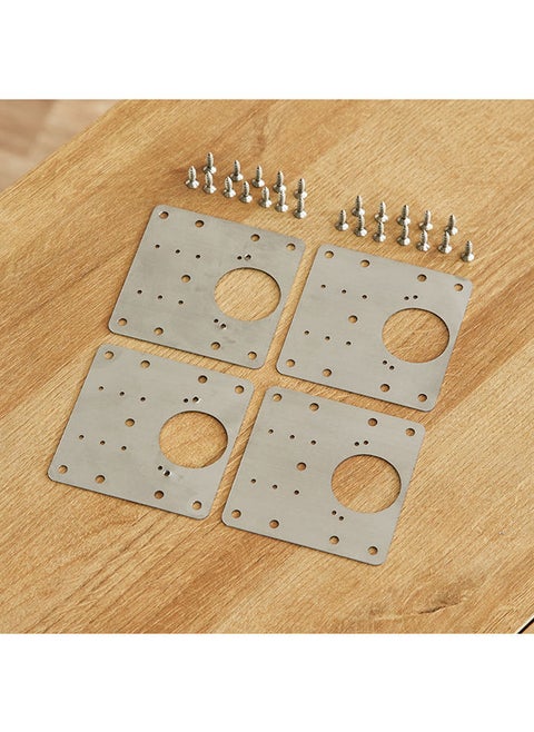 Hinge 4-Piece Fixing Plate With 24-Screw Set 9 x 0.3 x 9cm
