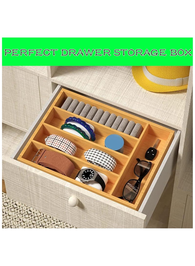 Beauenty Silverware Drawer Organizer,5 Compartment Bamboo Drawer Organizer Kitchen Utensils,Multifunctional Cutlery Drawer Organizer for Flatware & Kitchen Tools,Silverware Holder and Cutlery Tray - Image 5