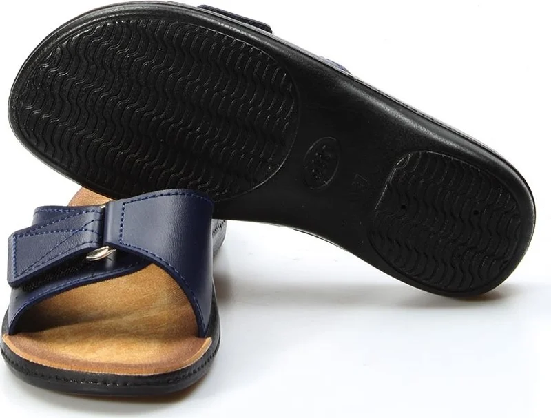 Fast Step Women's Casual Comfortable Summer Daily Home Holiday Buckled Mother Slippers Navy Blue 001zaelispoly