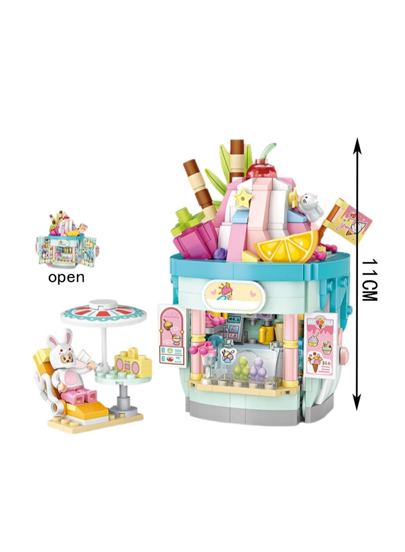 556pcs Ice Cream Shop Model Set Building Blocks Creative Diy Simulation Collection Building Assembly Toys Children Adult Home Decoration - Image 2