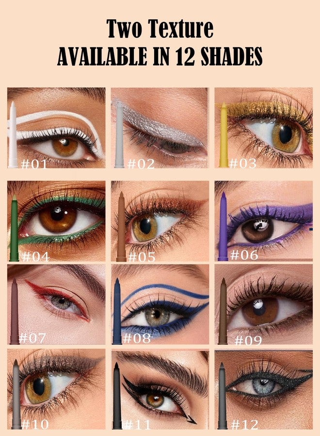 LYSdefeu Shimmer Black Gel Glitter Eyeliner Pencil, Metallic Waterproof Smudge-Proof Creamy Retractable Smooth Eye Liner pencil, Hypoallergenic Long Lasting Eyeliner Brightener Pen Eye Makeup Gift for Women#12 - Image 5