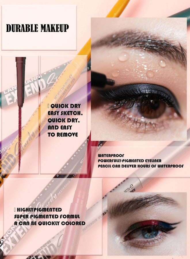 LYSdefeu Shimmer Black Gel Glitter Eyeliner Pencil, Metallic Waterproof Smudge-Proof Creamy Retractable Smooth Eye Liner pencil, Hypoallergenic Long Lasting Eyeliner Brightener Pen Eye Makeup Gift for Women#12 - Image 4