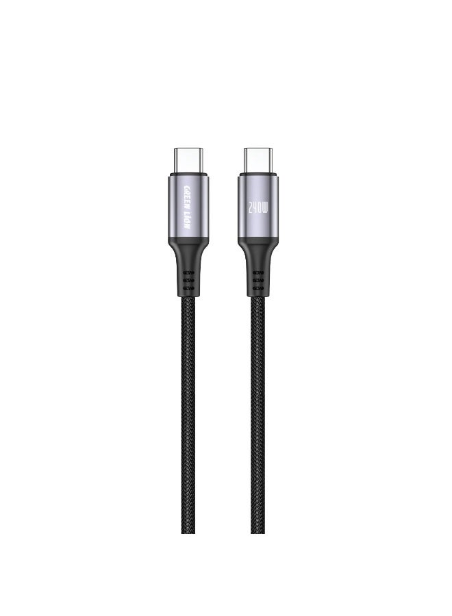 GREEN LION USB-C to USB-C 1m Braided Cable with PD 240W Fast Charging & Laptop Compatible / 480Mbps Transfer Speed / Secure & Safe / Charge & Sync - Black - Image 1