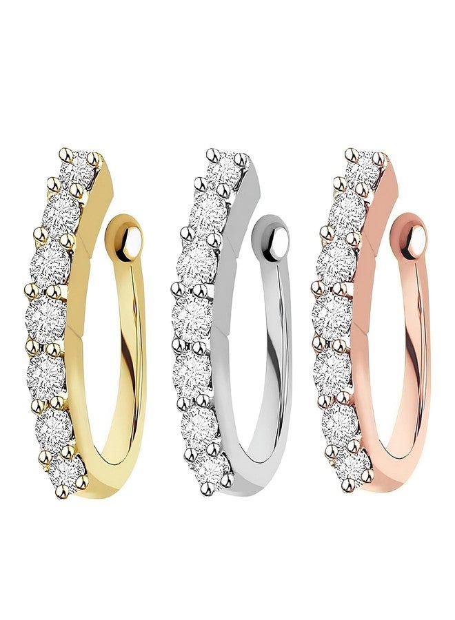 VAMA Golden Clip On Nose Ring Combo Without Piercing Pressing Type Nose Pin Stud for Women - Image 1