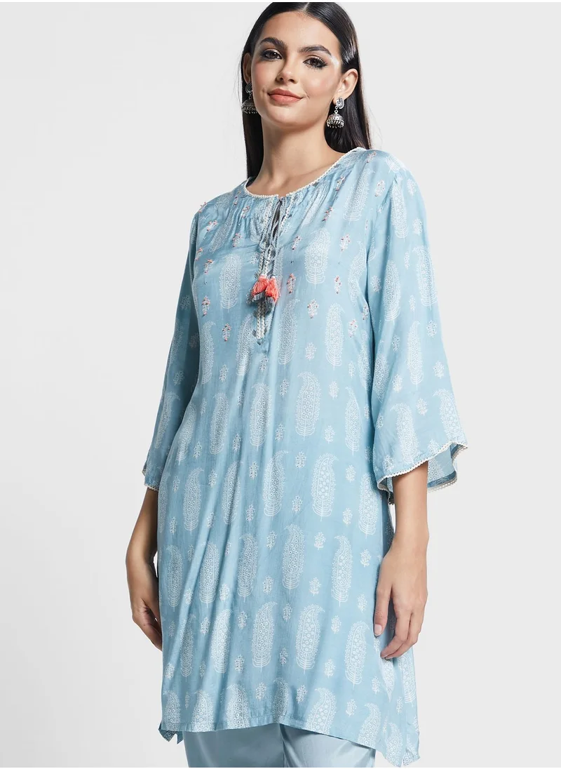 indya Paisley Print Kurti & Pants Set