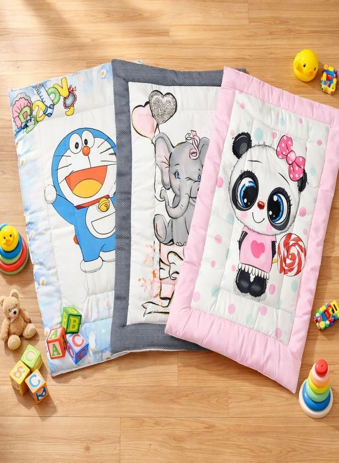 FRIDO Baby Godadi Pack of 3, Soft Cotton, Multicolor Cartoon Print, 20x30 Inch, Newborn Bedding Mat Set (FR_Godadi_6-8-2) - Image 1