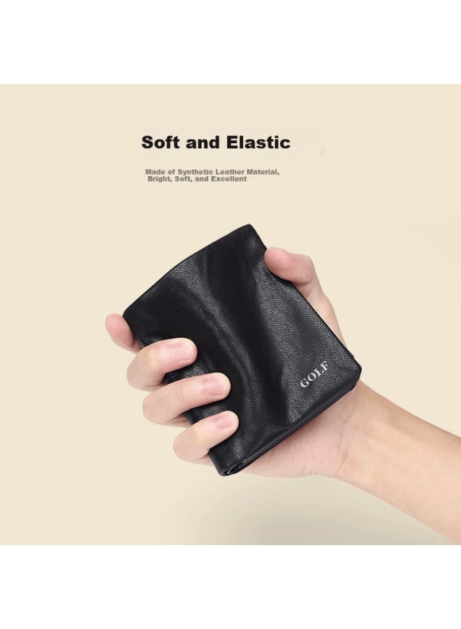 Golf Men's First Layer Cowhide Leather Wallet Multi-card Slot Bank Card Holder Tri-fold Driver's License Leather Wallet Gift Box Set - Image 3