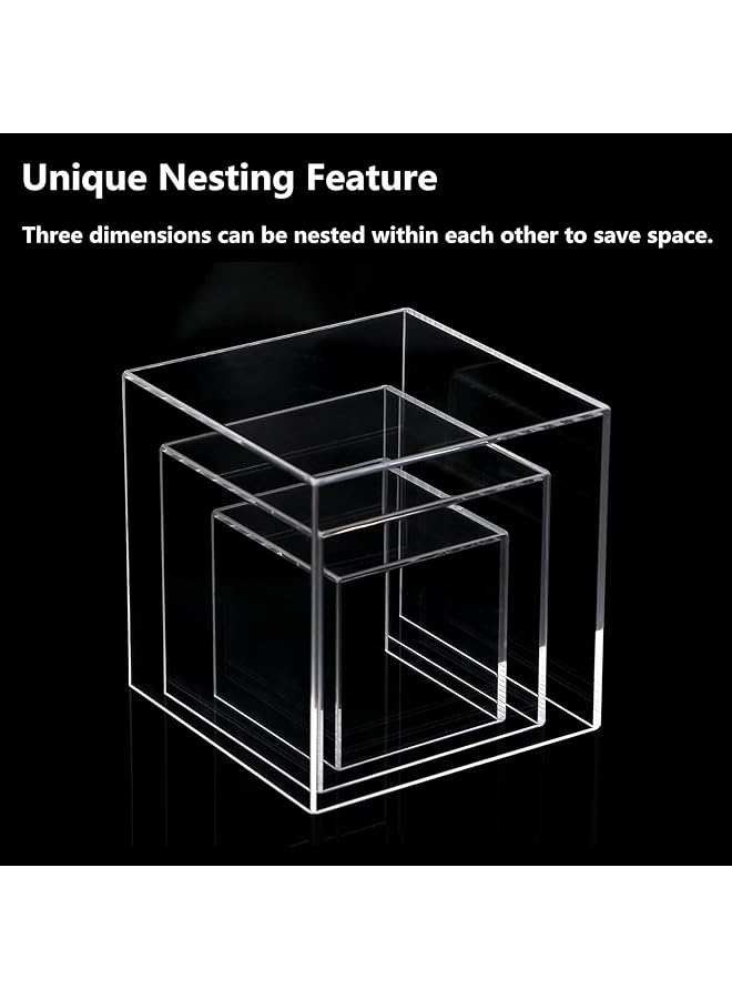 erorex 3Pcs Clear Acrylic Display Boxes Acrylic Cube Stand Risers Showcase Acrylic Display Case For Collectibles Action Figures Toys 5 Sided Acrylic Box - Image 5