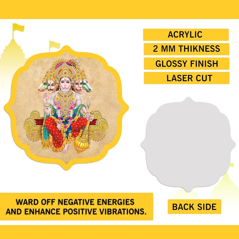 Goelite Acrylic Panchmukhi Hanuman for Door Entrance Hanuman Ji Sticker As Per Vastu Best for Home Decor Office Door Entrance Decor Self Adhesive 10 x 10 cm Design 4 - Image 5